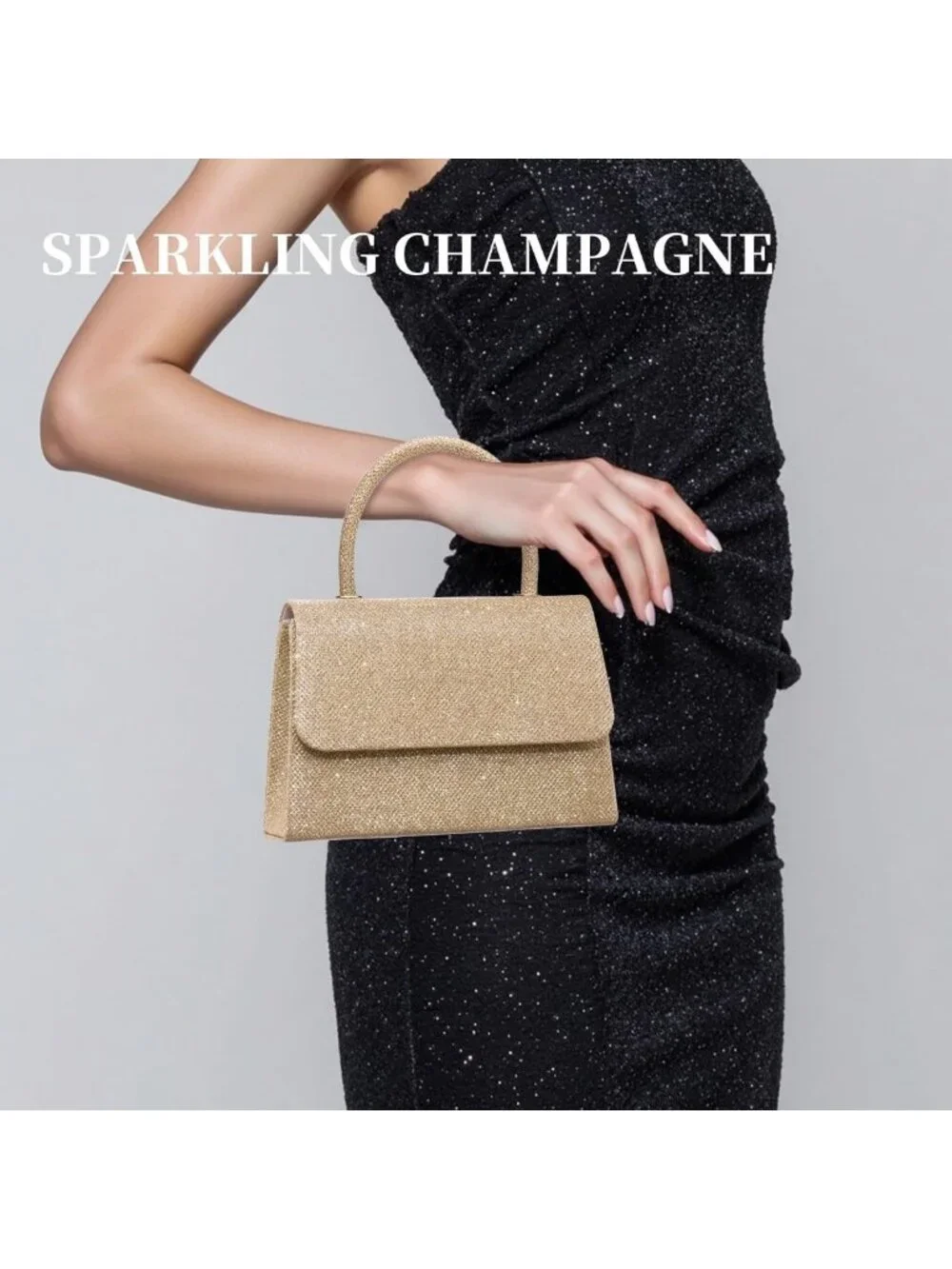 Glitter Evening Clutch Purse with Chain - Perfect for Party, Prom, Wedding